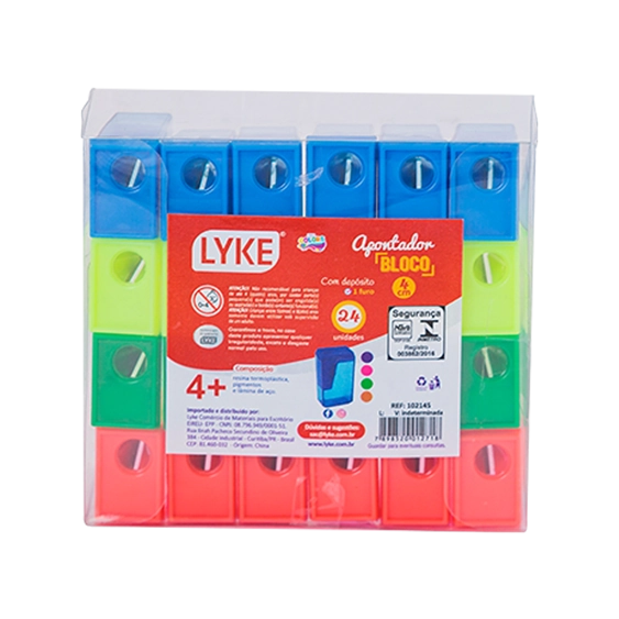 Apontador Plastico Bloco 4cm 1 Furo Deposito 102145 Lyke