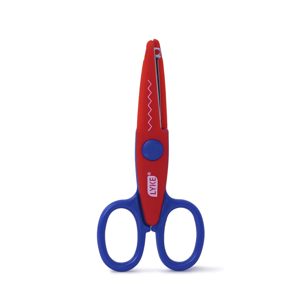 Tesoura Escolar Zigzag 14cm Azul Vermelho 102155 Lyke