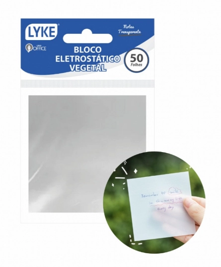Bloco Recado Eletrostatico Transparente 76x76mm 50f 101962 Lyke