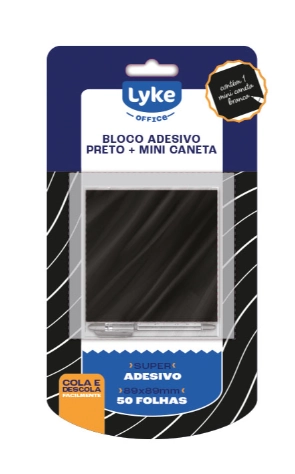 Bloco Recado Auto Adesivo Preto 400f Mini Caneta 104348 Lyke