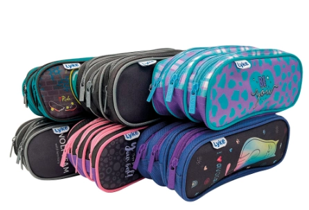 Estojo Multiuso Kids Oval 3 Zip Sortido 102668 Lyke