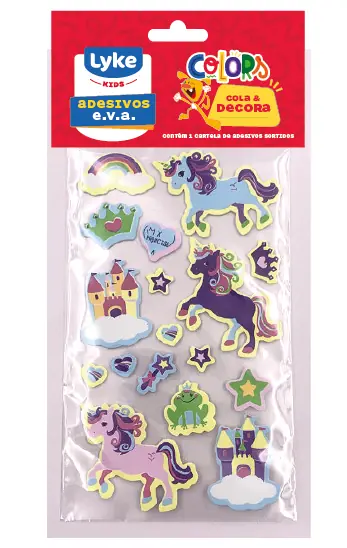 Cartela Adesivo Eva 3d Unicornio Nuvem 102928 Lyke