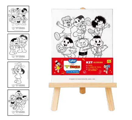 Kit Pintura Canvas 6 Cores Tinta Pincel Turma Da Monica 200128 Lyke