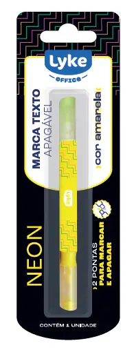 Caneta Marca Texto Apagavel Amarelo Blister 101368 Lyke