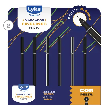 Marcador Fineliner Preto 0.4mm 101301 Lyke