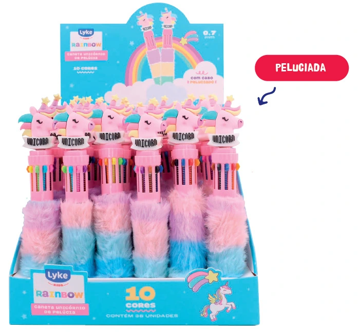 Caneta Esferografica Plush Unicornio 10 Em 1 105828 Lyke