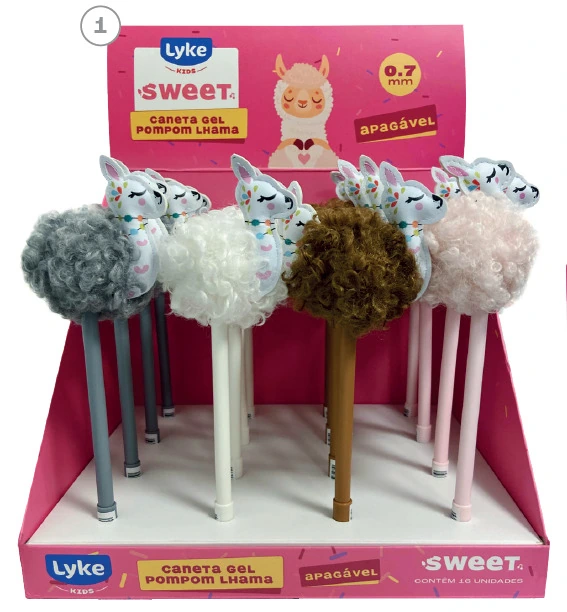 Caneta Esferografica Gel Apagavel Pompom Lhama 0.7mm 105835 Lyke