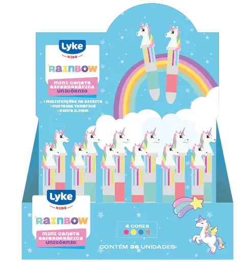 Caneta Esferografica Mini 4 Em 1 Unicornio 101842 Lyke