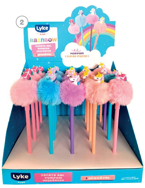 Caneta Esferografica Gel Apagavel Pompom Unicornio 0.7mm 105837 Lyke