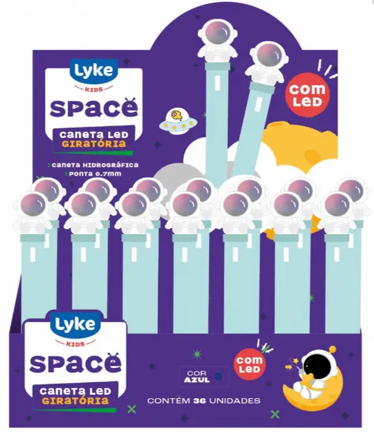 Caneta Esferografica Gel Astronauta Led 105840 Lyke