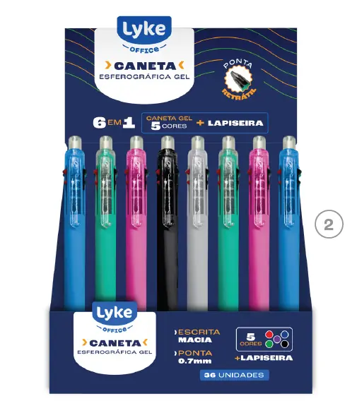 Caneta Esferografica Lapiseira 0.7mm 6 Em 1 101845 Lyke