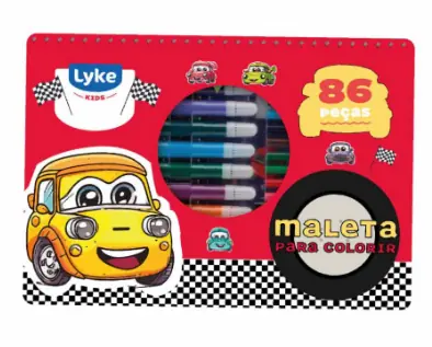 Maleta Colorir Carro Ursinho 42pcs 102402 Lyke