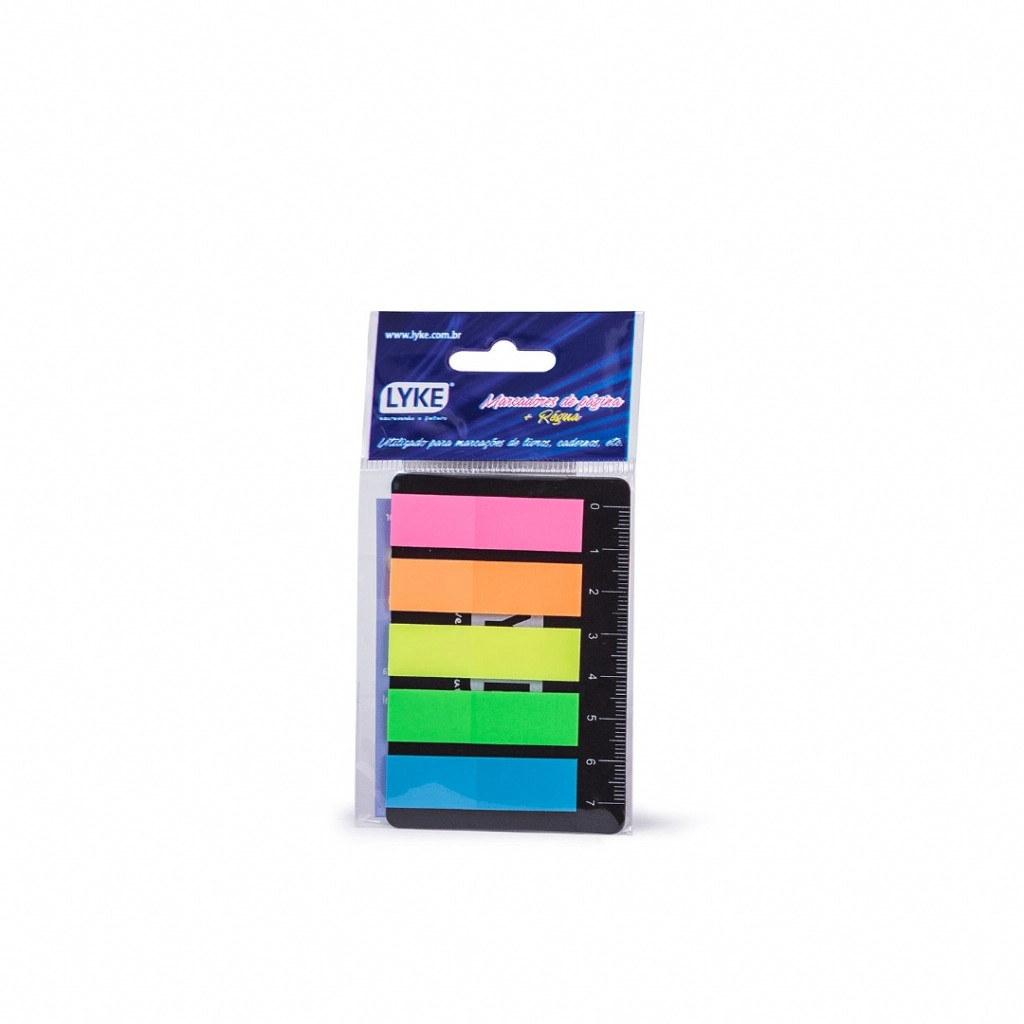 Marcador Pagina Ades Lyke 5 Cores Sortido C/100 Un Regua 7cm Lyke