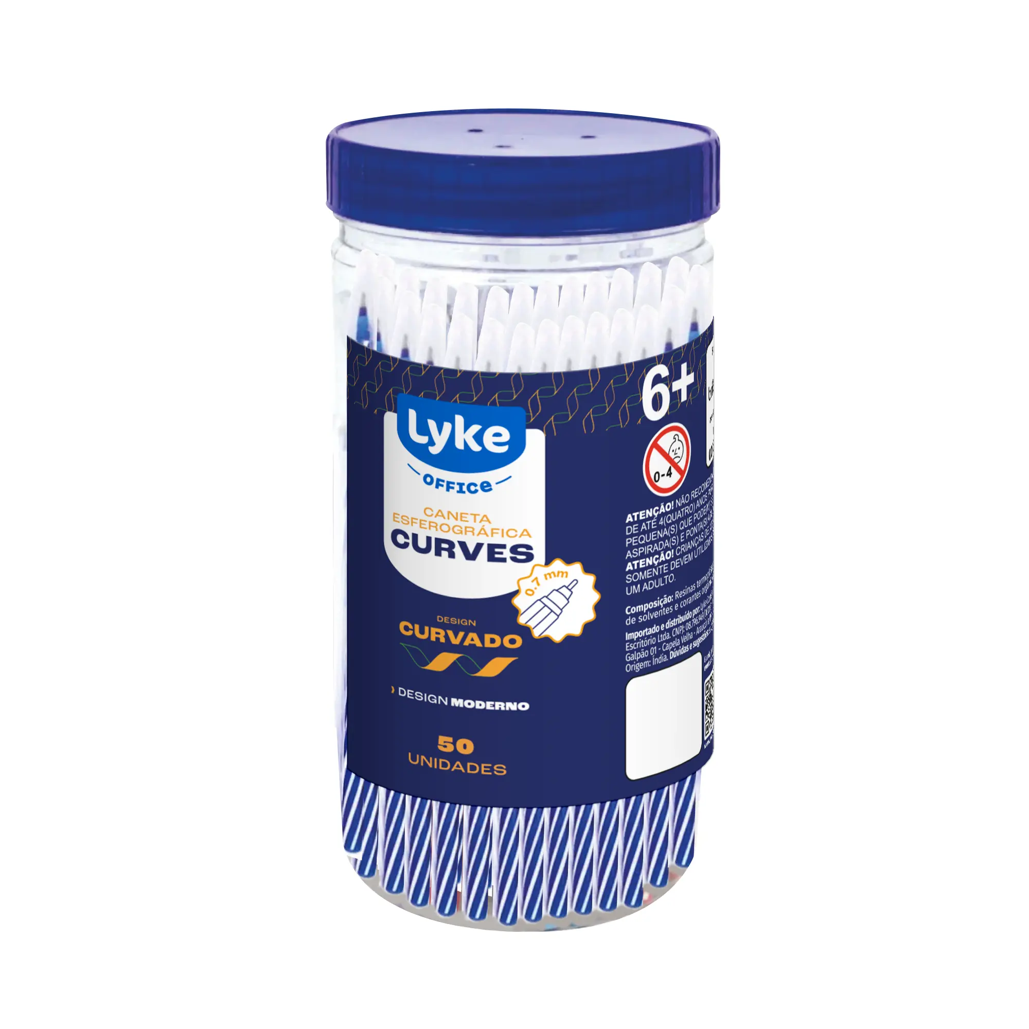 Caneta Esferografica Curves 17,5cm 0.7 Azul 101983 Lyke