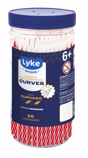 Caneta Esferografica Curves 17,5cm 0.7 Vermelho 101985 Lyke