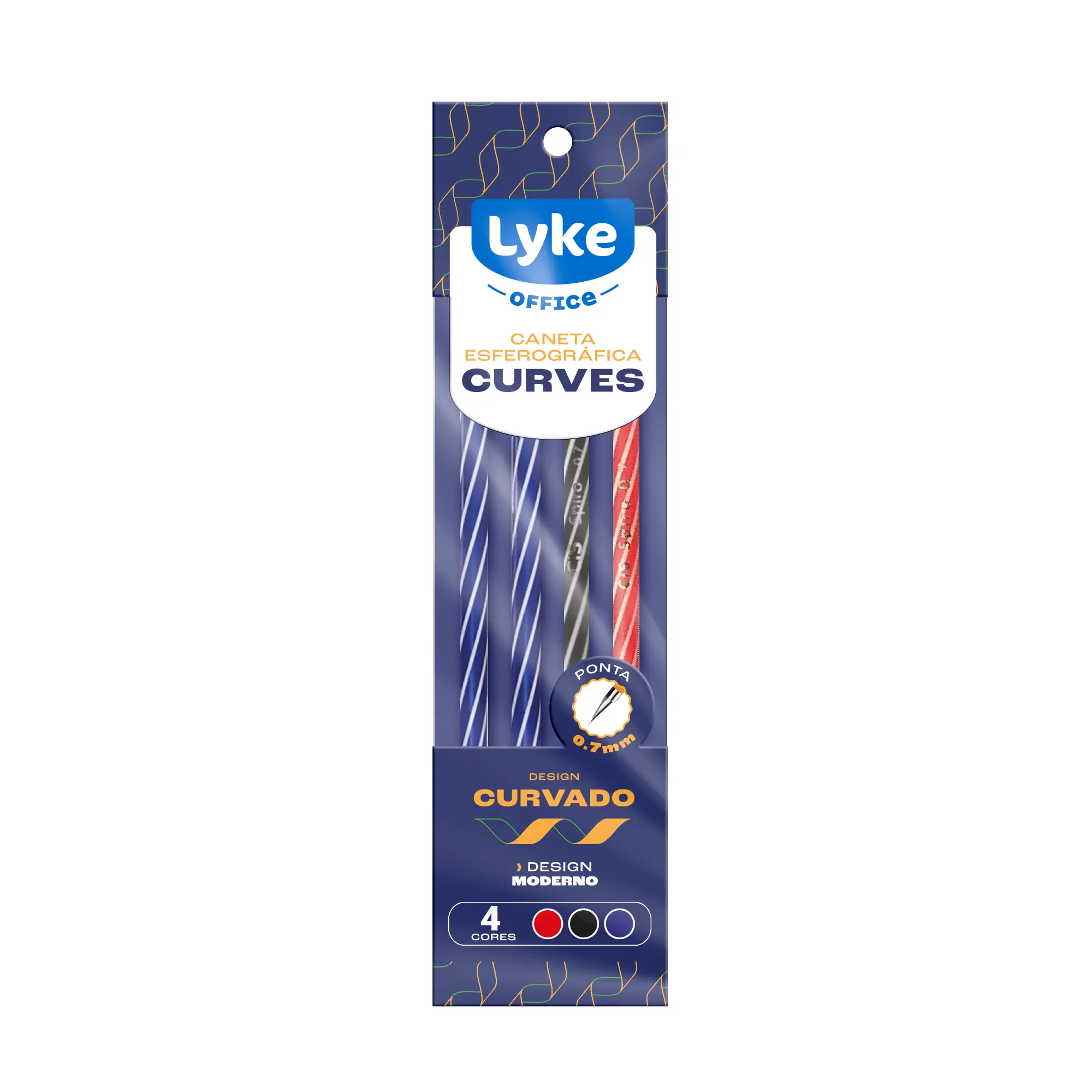 Caneta Esferografica Curves 17,5cm 4un 101986 Lyke