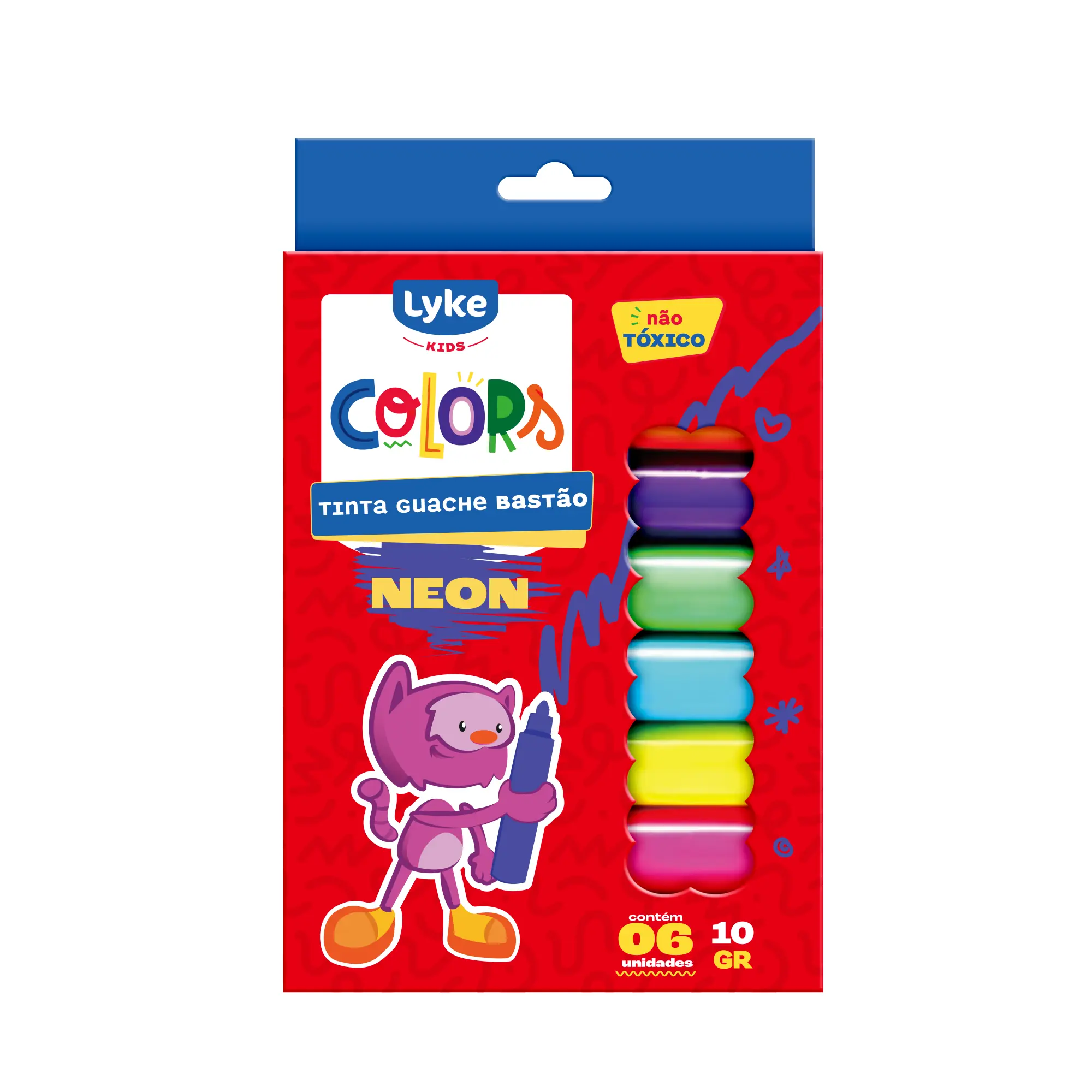 Tinta Guache Bastao 6 Cores Neon 102875 Lyke