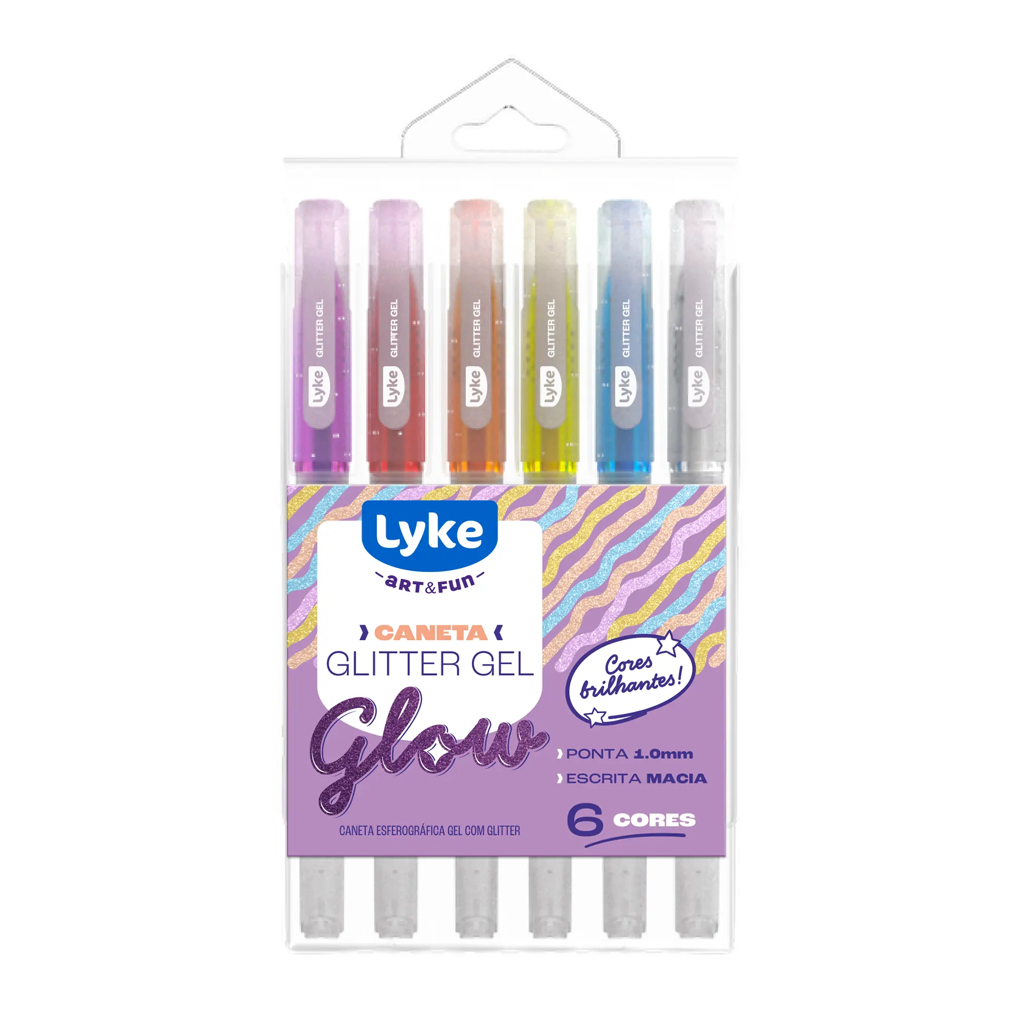 Caneta Esferografica Gel Glitter 1.0 6 Cores 105801 Lyke
