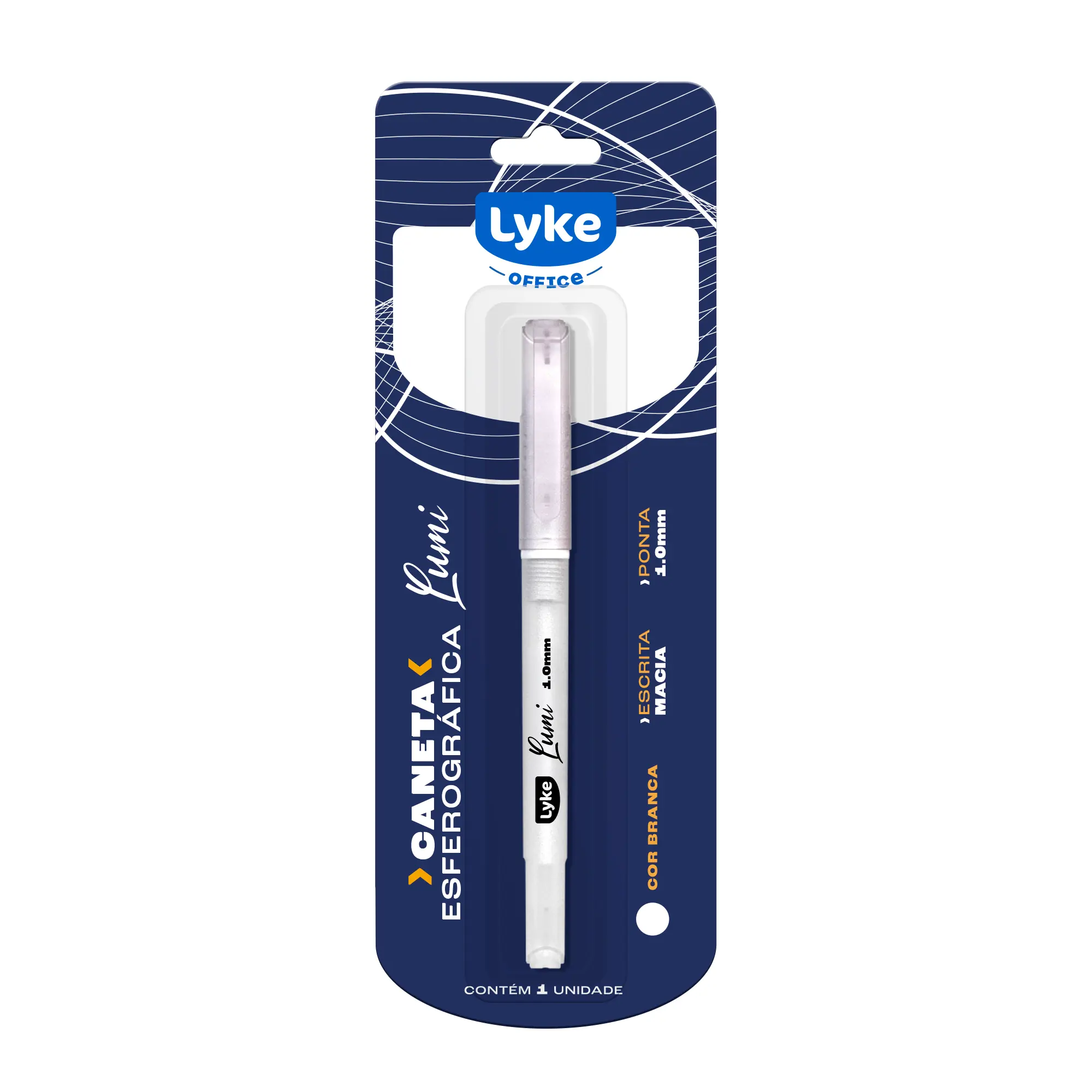 Caneta Esferografica Gel Branca 101805 Lyke