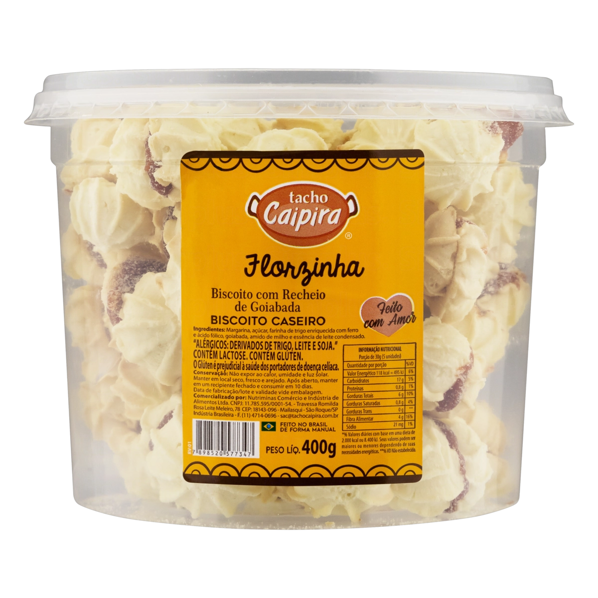 Biscoito Sequilho Leite Condensado Tacho Caipira Pote 400g