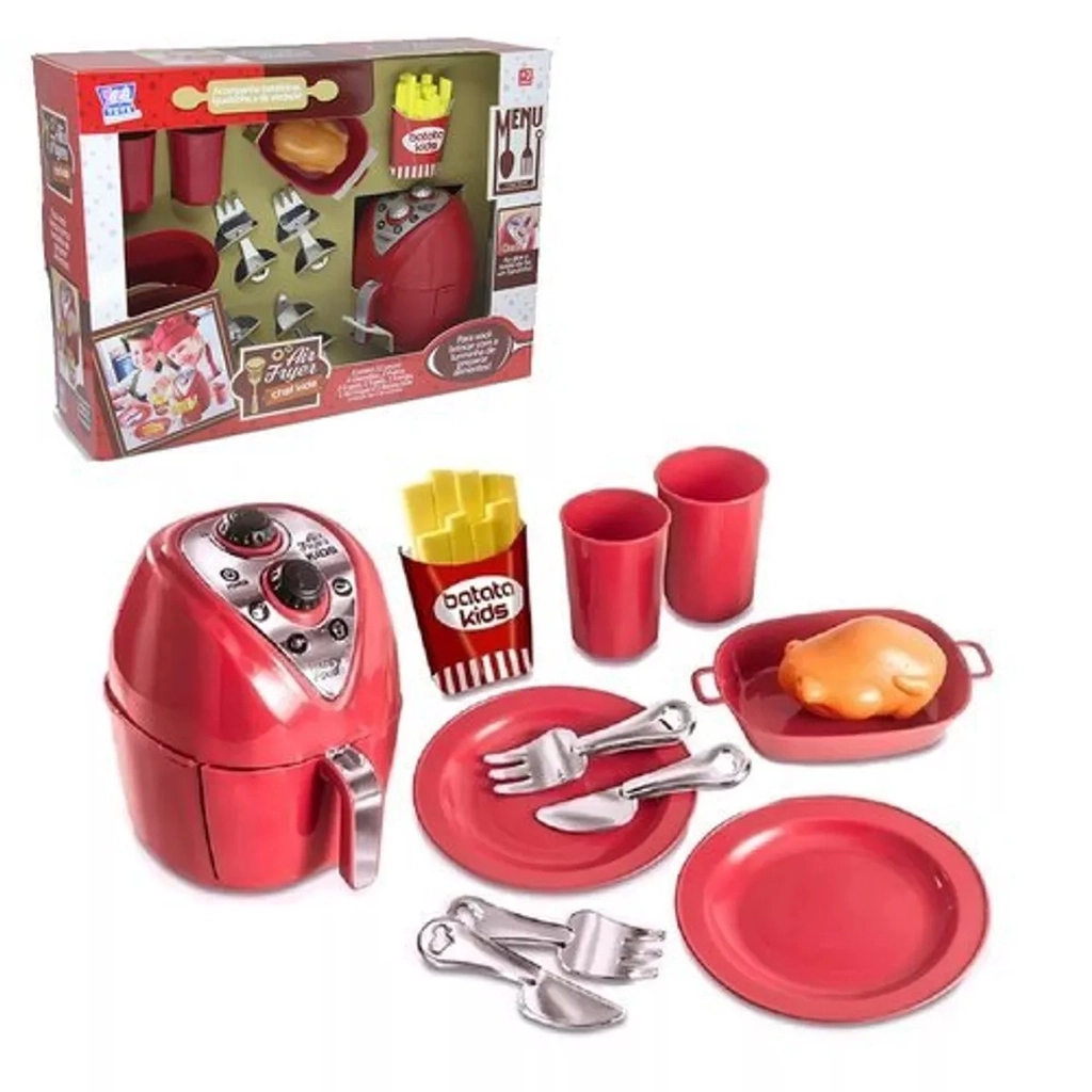 Air Fryer Chef Kids, Zucatoys, Vermelho/metalizado Prata