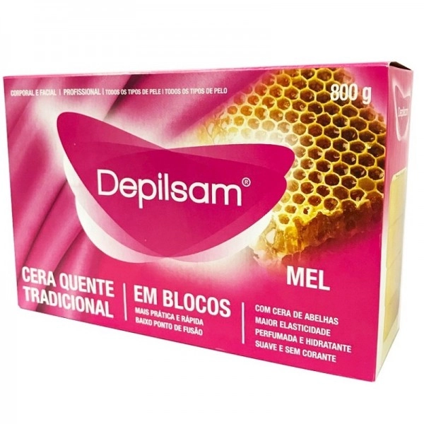 Cera Depilatoria Depilsam Blocos Tradicional Mel 800g
