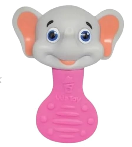 44 0111 Mordedor Chocalho Elefante Rosa