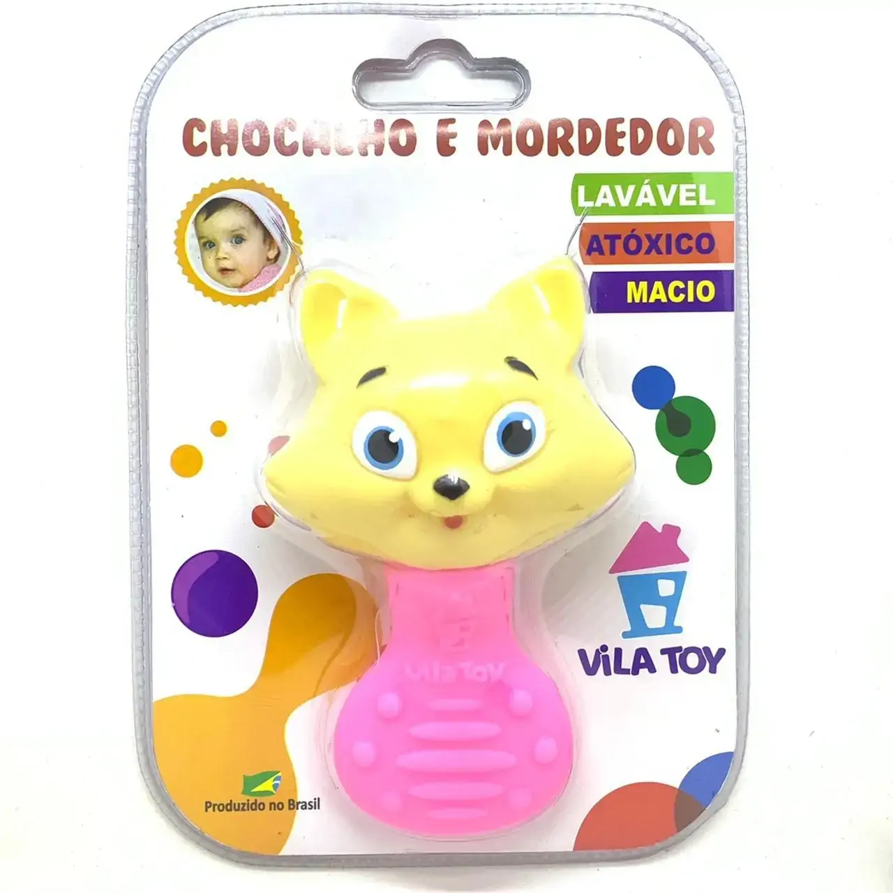 Chocalho E Mordedor Vila Toy Gata Rosa