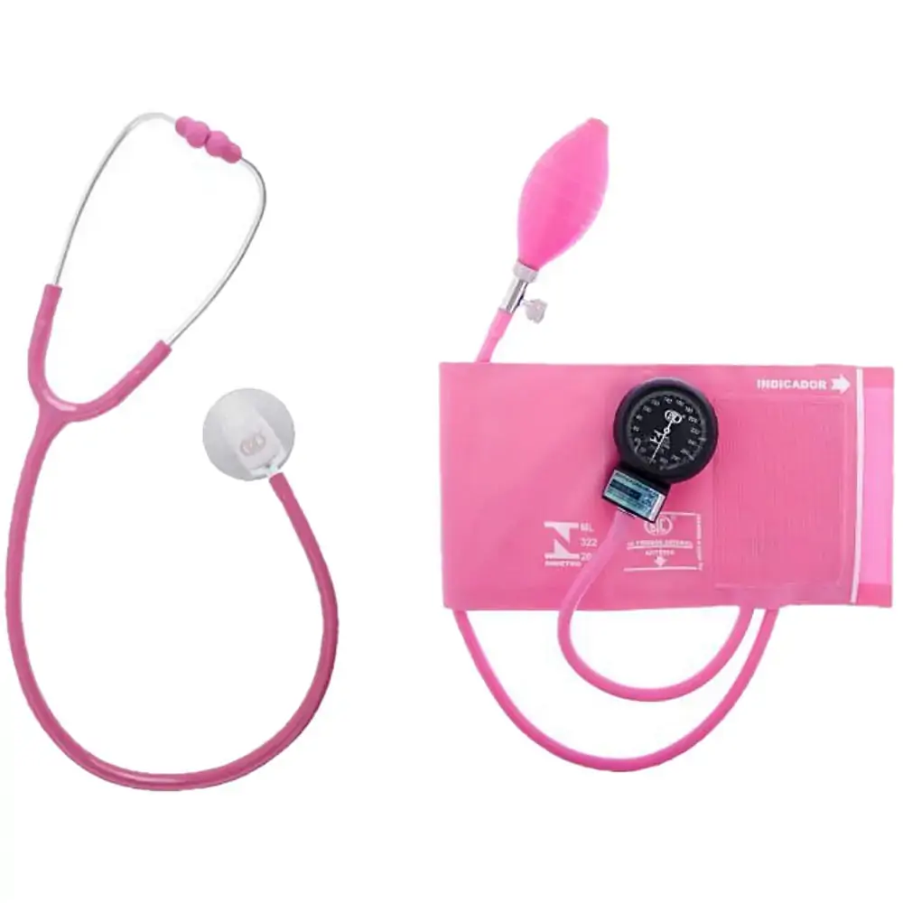 Aparelho De Pressão Bic Cj0423 - Nylon/Velcro + Estetoscópio Standard - Rosa