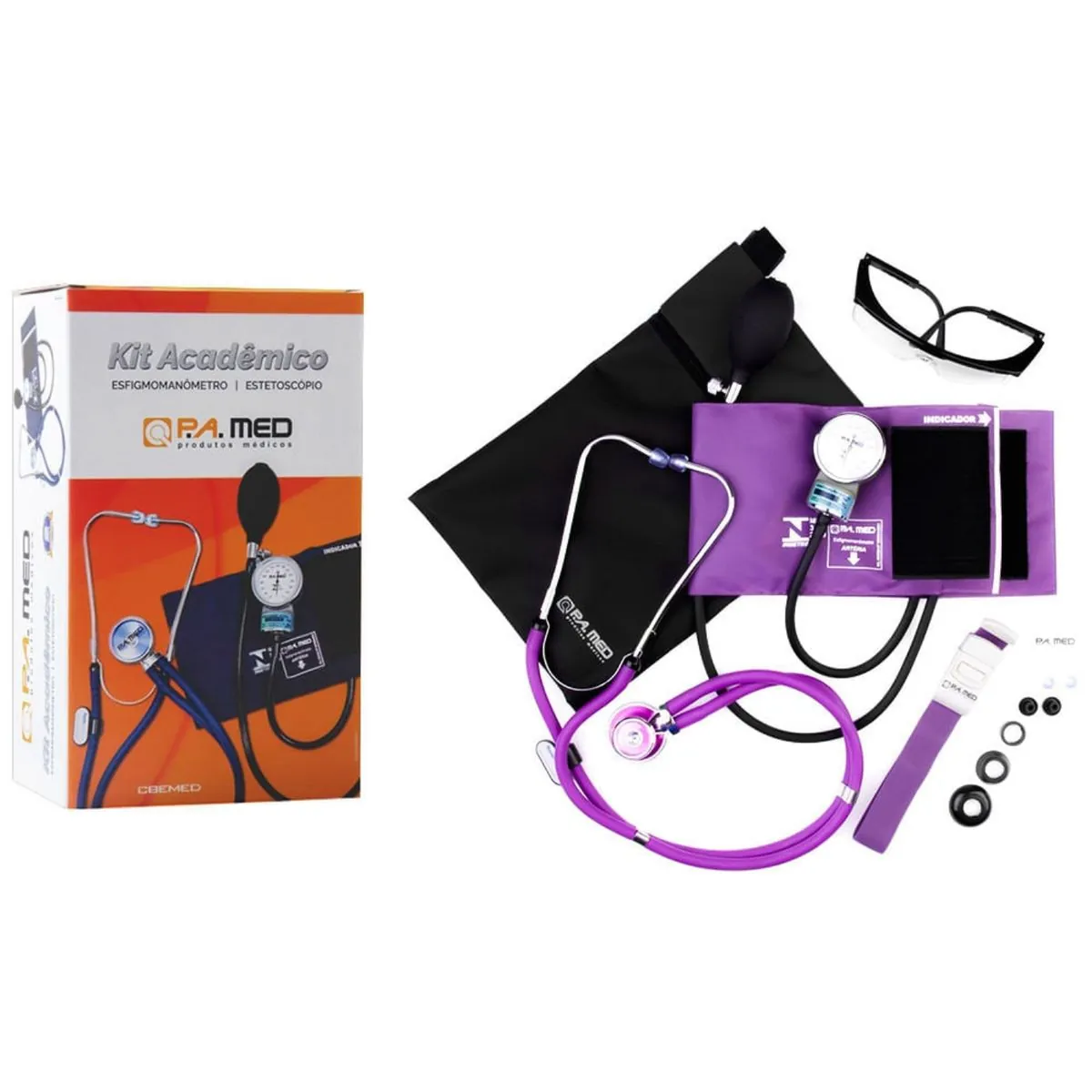 Kit Acadêmico KPA257 P.A. MED - Roxo Com Bolsa Ergonômica Preta