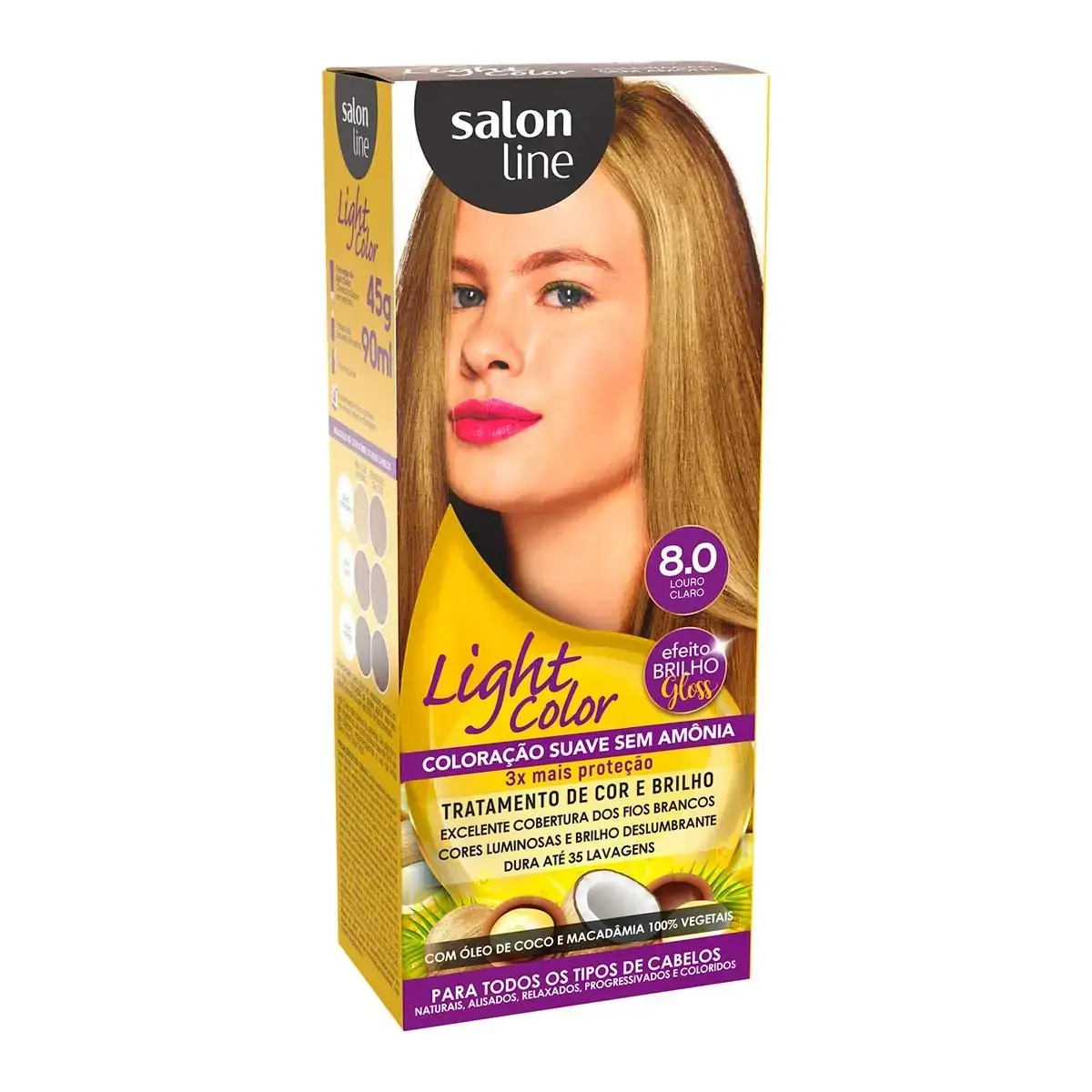 Coloração suave Light Color 8.0 Louro Claro Salon Line