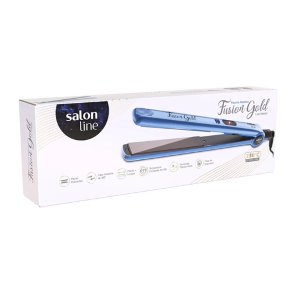 Prancha Salon Line Fusion Gold Azul
