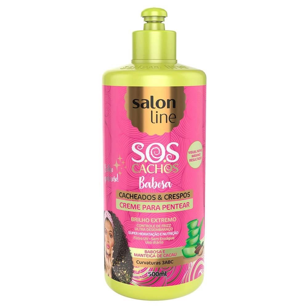 Creme de Pentear Vegano S.O.S Cachos Babosa Manteiga Cacau Salon Line 500ml