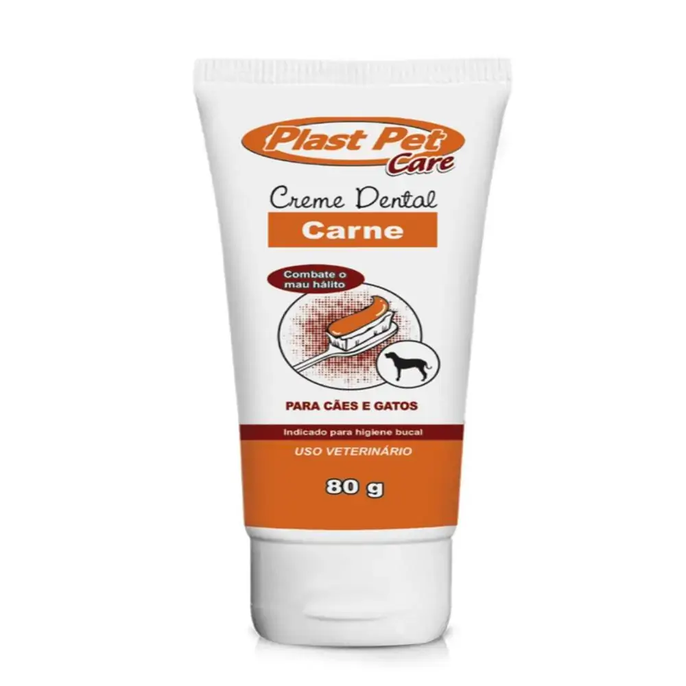 Creme Dental Plast Pet Carne Caes E Gatos 80gr