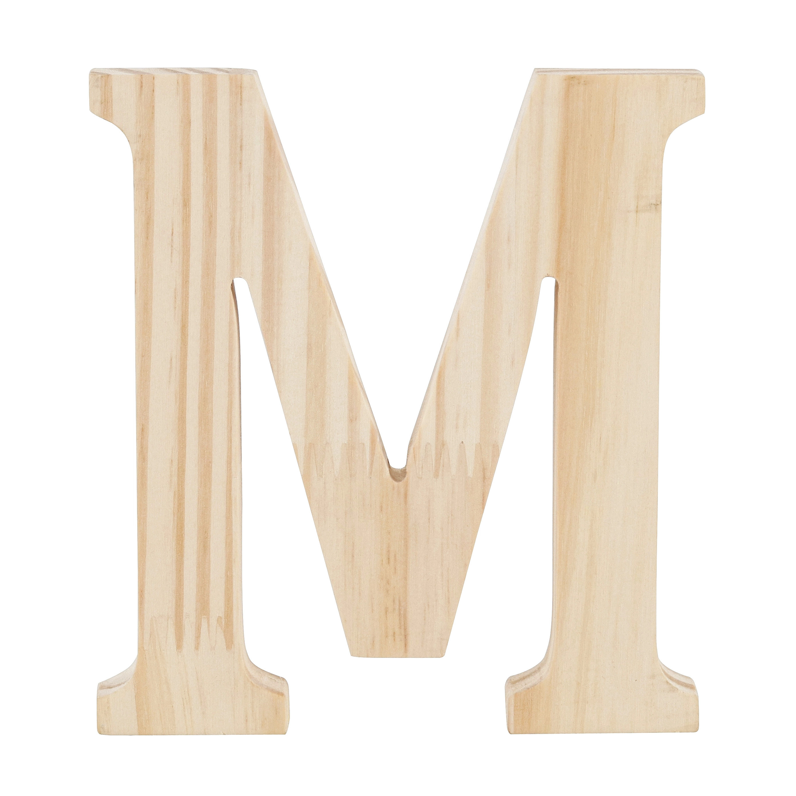 Letra "M" de Madeira Pinus 15x15x1,7cm Settis