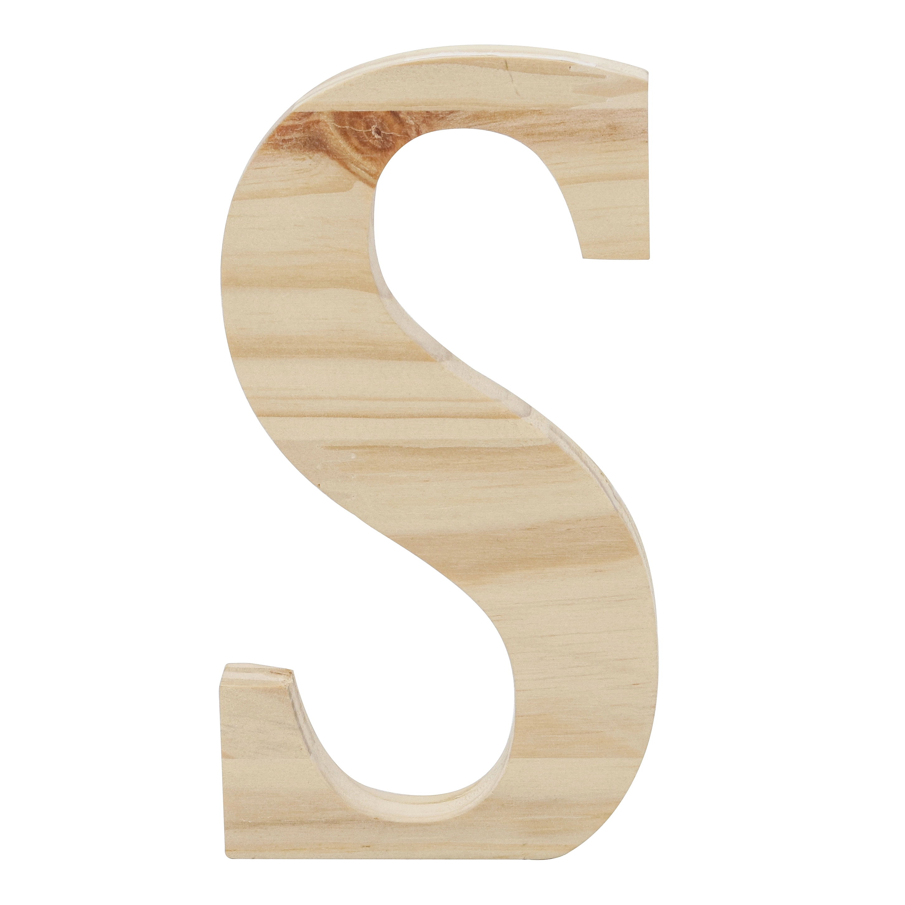 Letra "S" de Madeira Pinus 15x15x1,7cm Settis