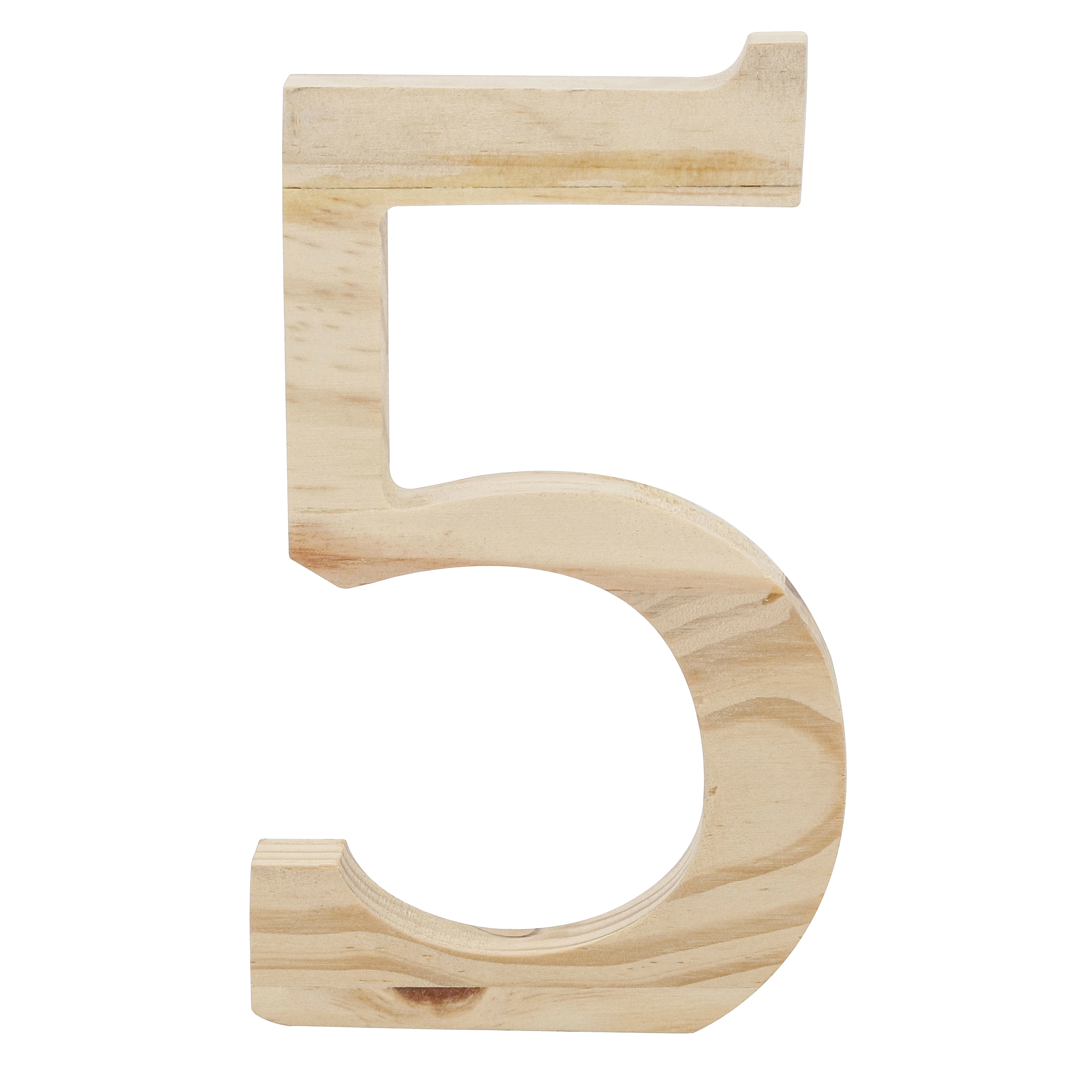 Numero "5" de Madeira Pinus 15x15x1,7cm Settis