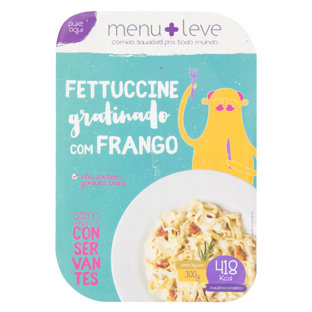Fettuccine Gratinado Frango Menu Leve Bandeja 300g