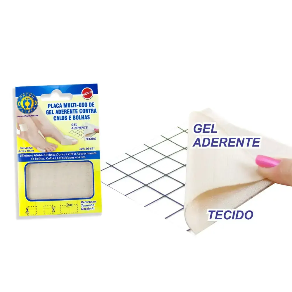 Placa Multi Uso De Gel Aderente 8x10 Cm Contra Calos E Bolhas Sg 821 Orthopauher