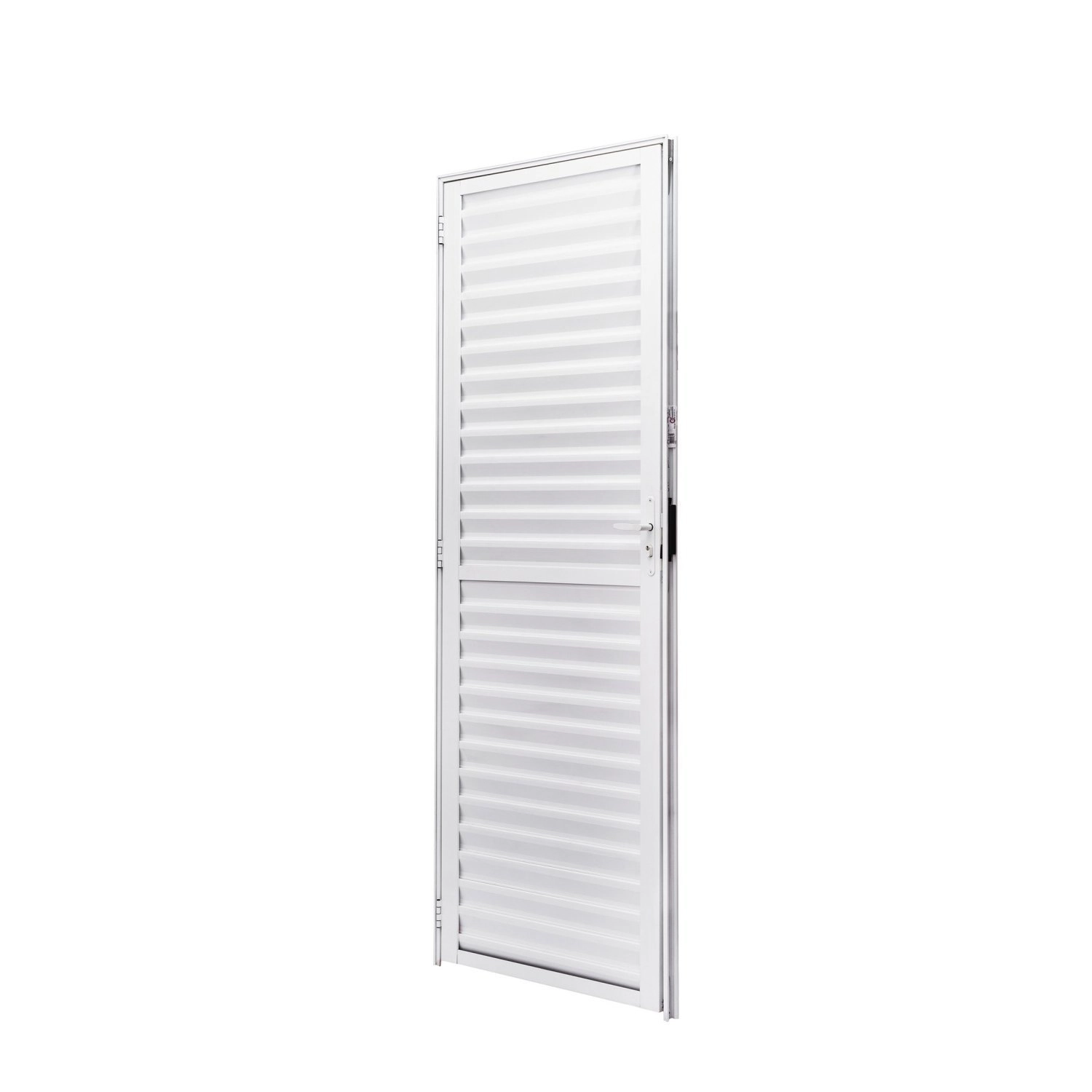 Porta De Aluminio Palheta 210x70cm Batente 4cm Ultra Ramassol Abertura Esquerda Branco