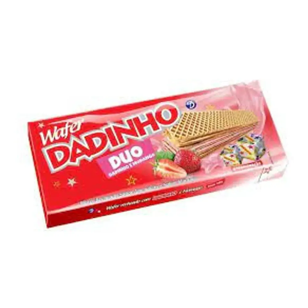 Biscoito Wafer Recheio Amendoim E Morango Dadinho Duo Pacote 90g