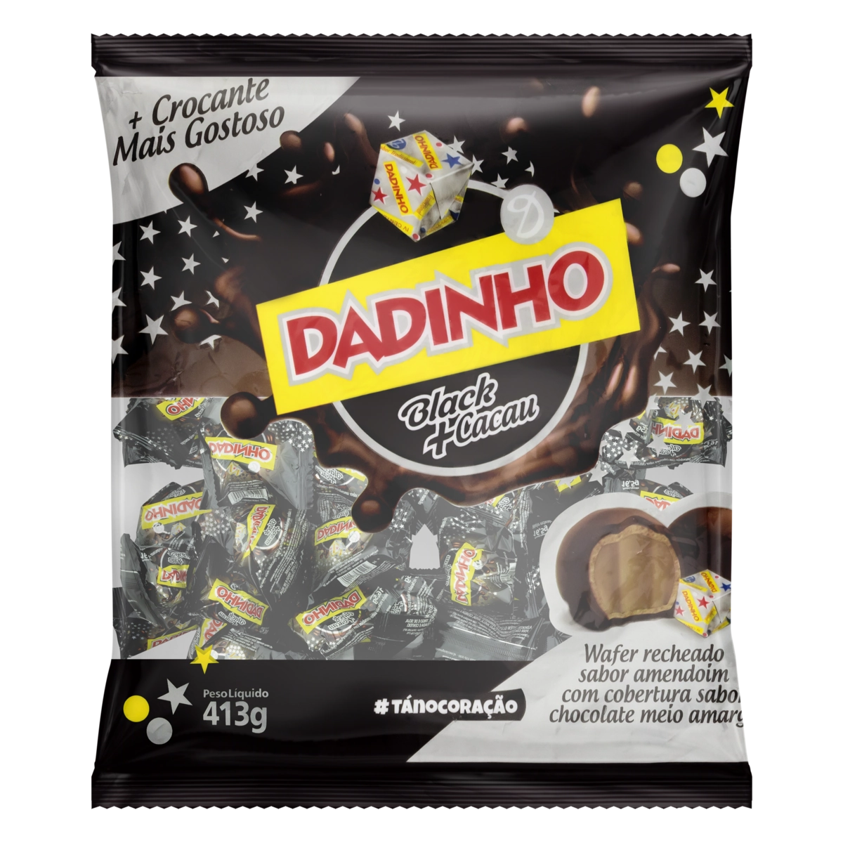 Bombom Wafer Black Cacau Dadinho Pacote 413g