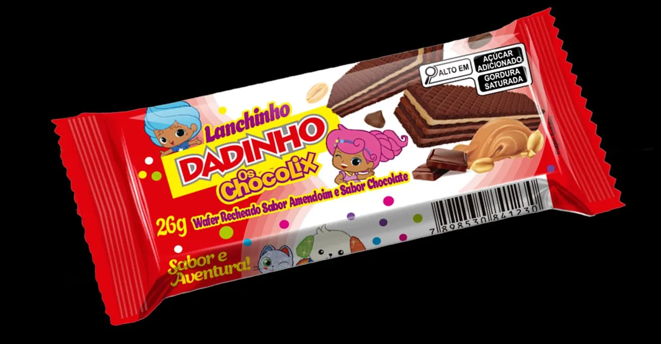 Biscoito Wafer Lanchinho Recheio Amendoim E Chocolate Os Chocolix Dadinho Caixa 468g