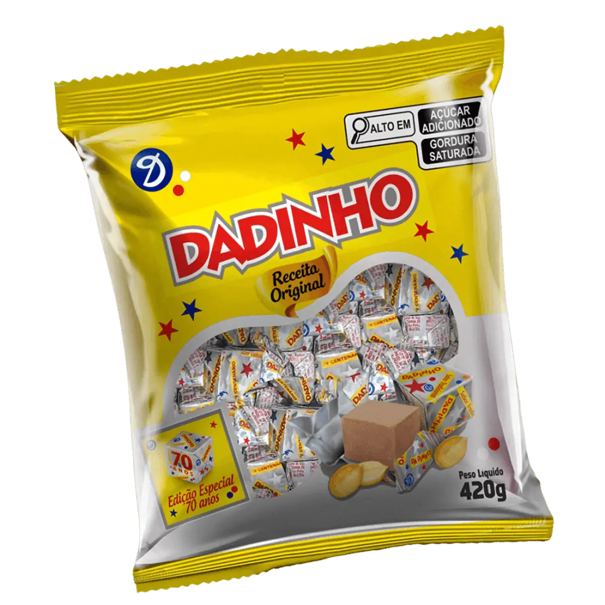 Doce De Amendoim Dadinho Pacote 420g Edição Especial 70 Anos