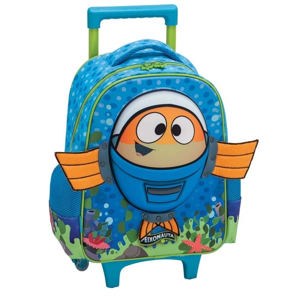 Mochila De Carrinho Média Pacific Turma Da Mônica Cebolinha Pirata Azul/cinza