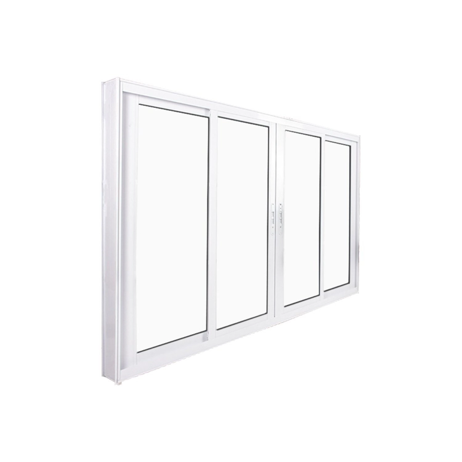 Janela De Correr Abertura Central 4 Folhas Vidro Liso 100x150cm Premium Esquadrias Branco