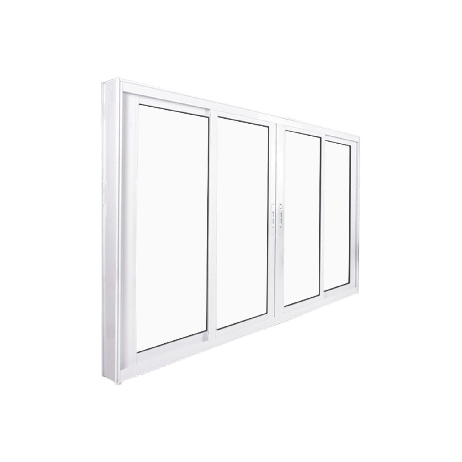Janela De Correr Abertura Central 4 Folhas Vidro Liso 100x200cm Espresso Esquadrias Branco