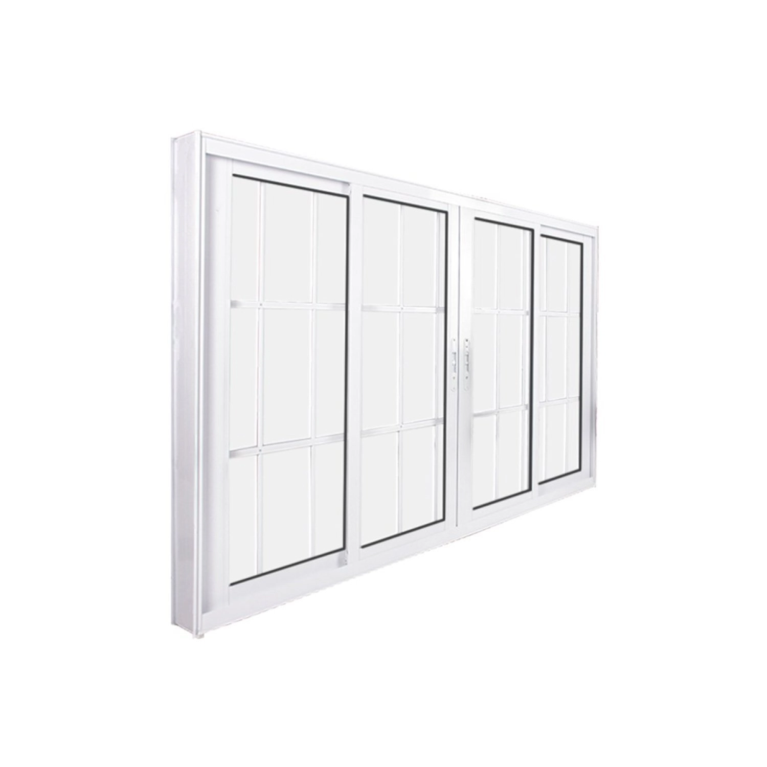Janela De Correr Abertura Central 4 Folhas Vidro Liso 100x200cm Espresso Esquadrias Branco