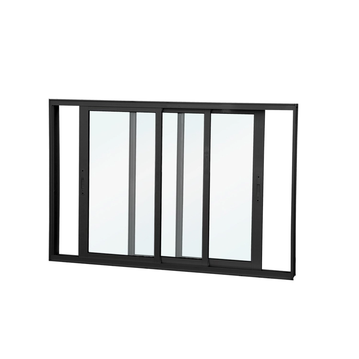Janela De Correr Abertura Dupla 3 Folhas Vidro Liso 100x120cm Premium Esquadrias Preto