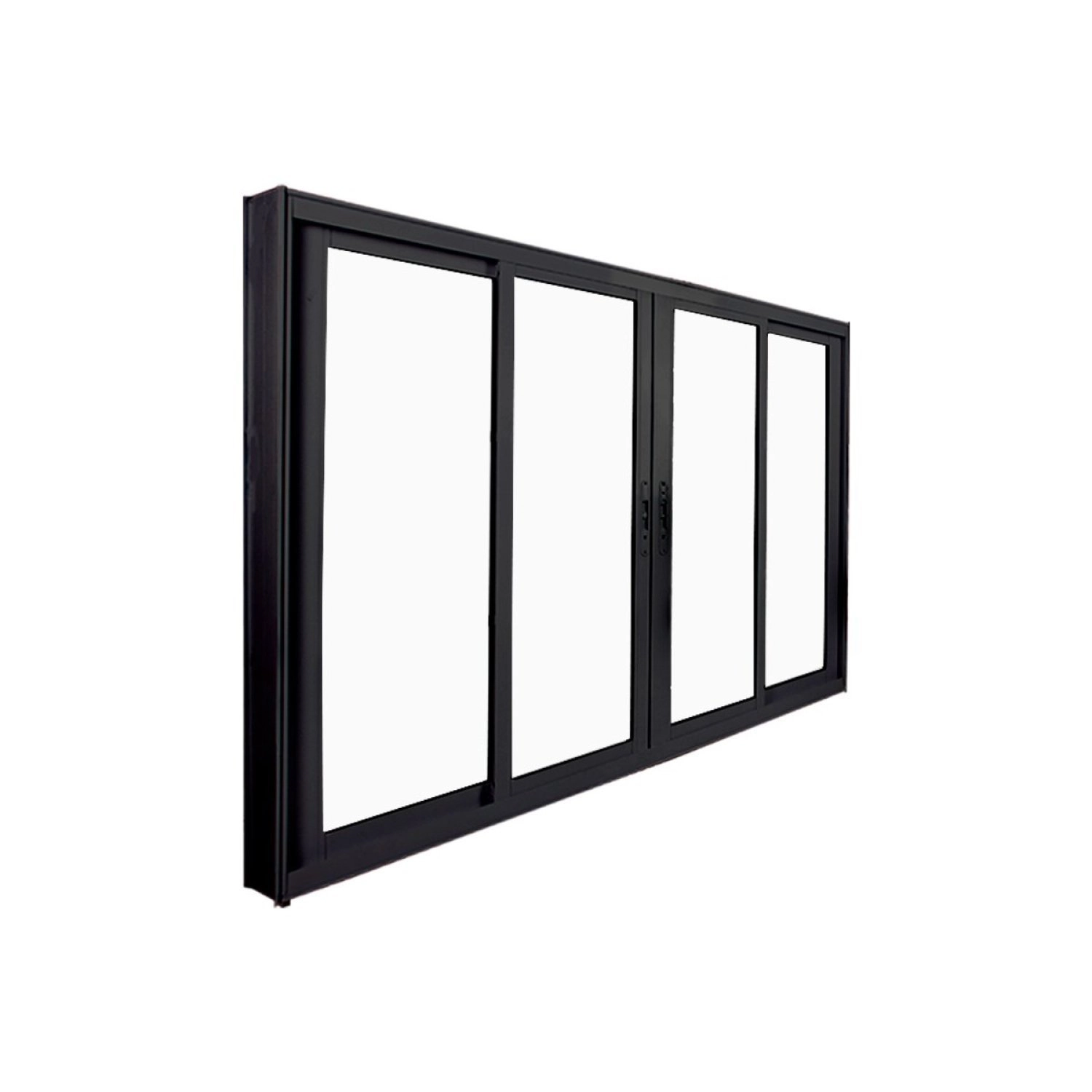 Janela De Correr Abertura Central Premium 4 Folhas Vidro Liso 100x120cm Espresso Esquadrias Preto